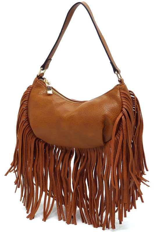 Fashion Fringe Shoulder Bag Hobo – Black – One