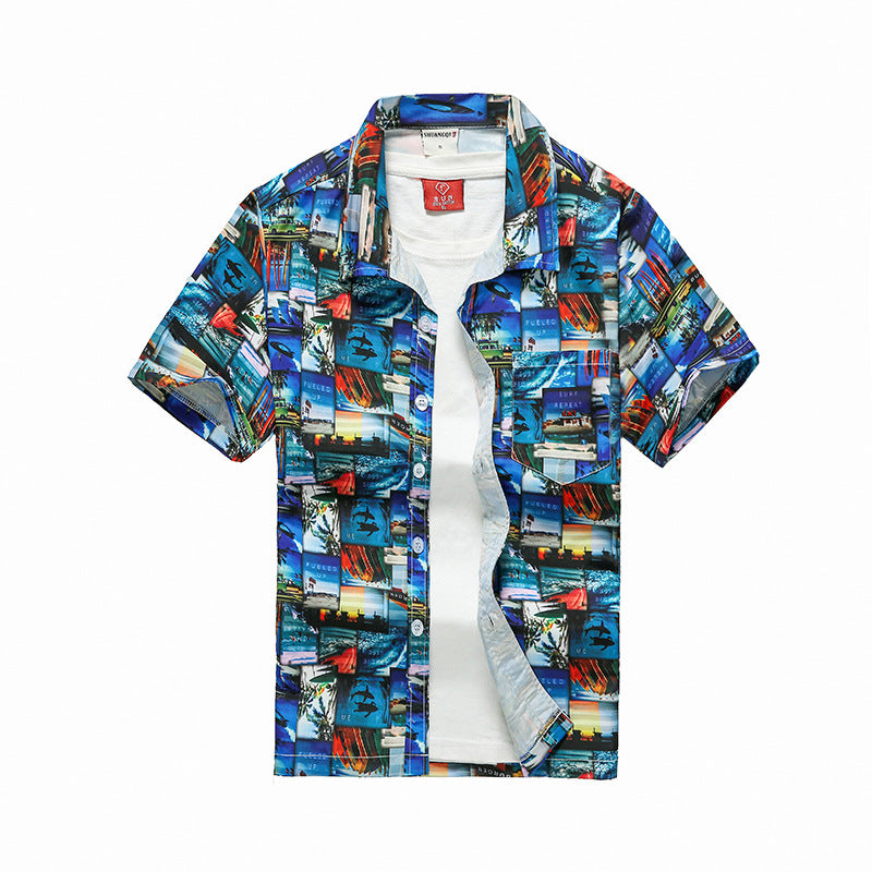 Teens Tropical Wave Hawaiian Button-Up – Resort Short Sleeve (S–4XL) - The Dock Drop