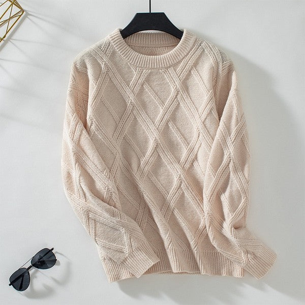 Cable Knit Sweater – Beige – L