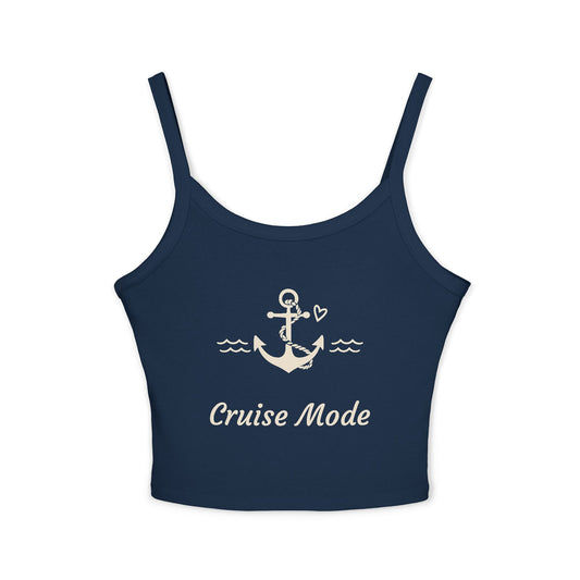 Cruise Mode Anchor Tank Top — Women's Spaghetti Strap Summer Crop
