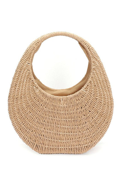 Faux Straw Wicker Moon Bag