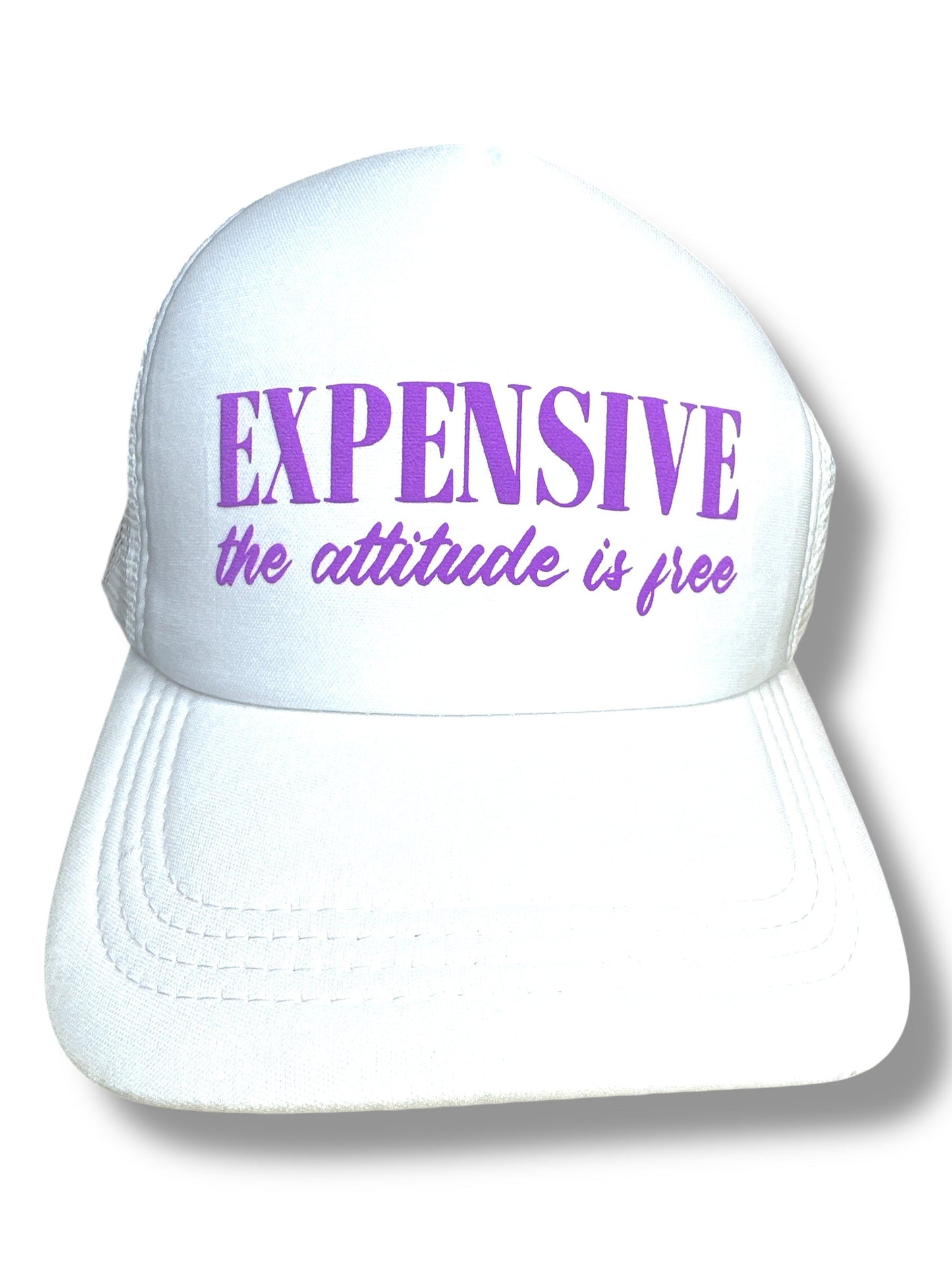 Trucker Hat -  Expensive, the attitude is free - Purple - The Dock Drop