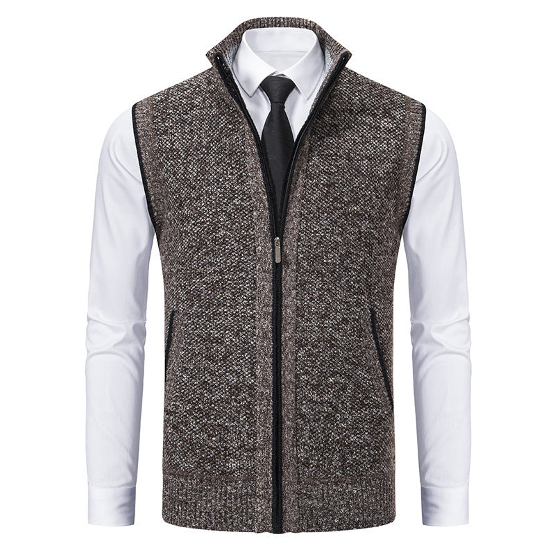 HarborLayer Knit Vest – Classic Stand Collar Warmth - The Dock Drop