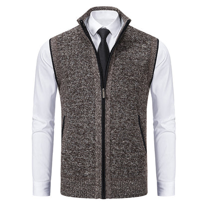 HarborLayer Knit Vest – Classic Stand Collar Warmth - The Dock Drop