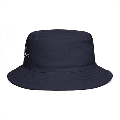 Nautical Anchor Bucket Hat — Embroidered Anchor with Waves & Heart
