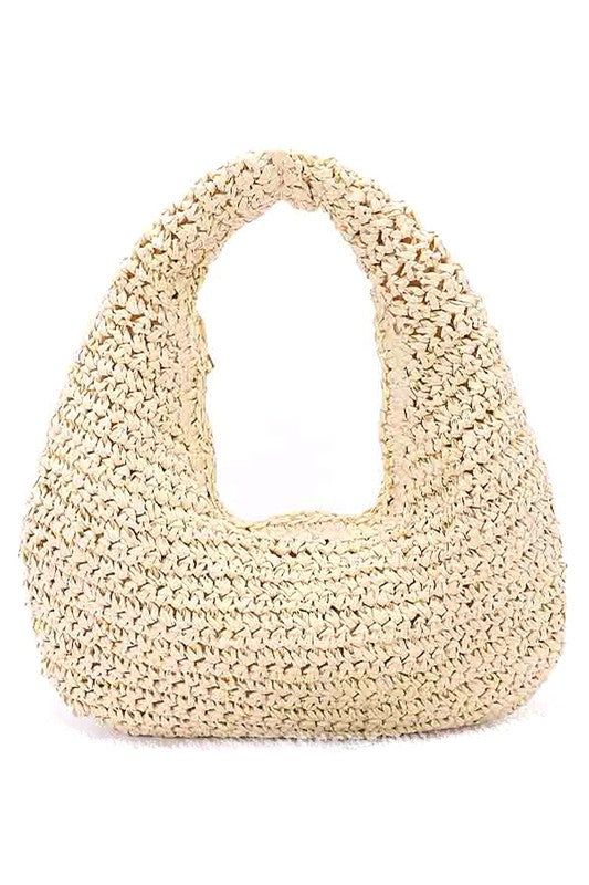 Faux Straw Summer Hobo Bag – Ivory – O/S