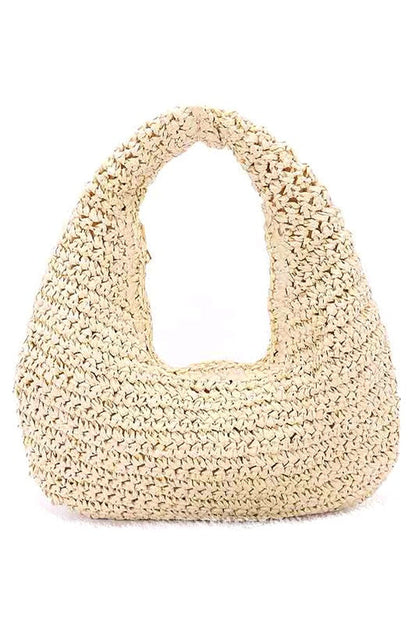 Faux Straw Summer Hobo Bag – Ivory – O/S