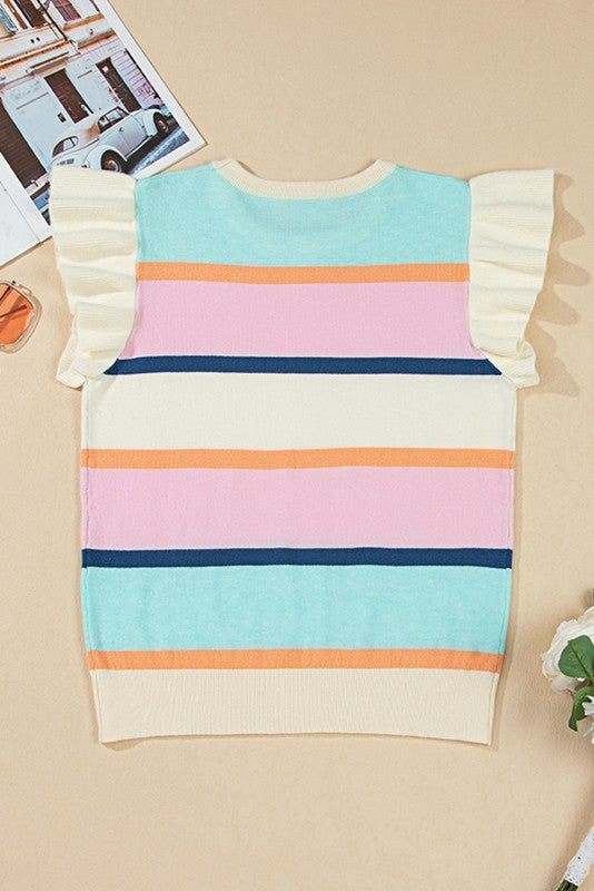 Striped Colorblock Knit Top – Multicolor – XL
