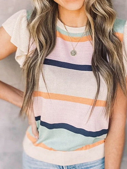 Striped Colorblock Knit Top – Multicolor – S