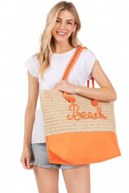 BEACH Crochet Summer Tote – Orange – O/S