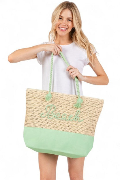 BEACH Crochet Summer Tote – Green – O/S
