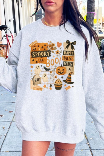 Halloween Collage Graphic Sweatshirt – ASH – L
