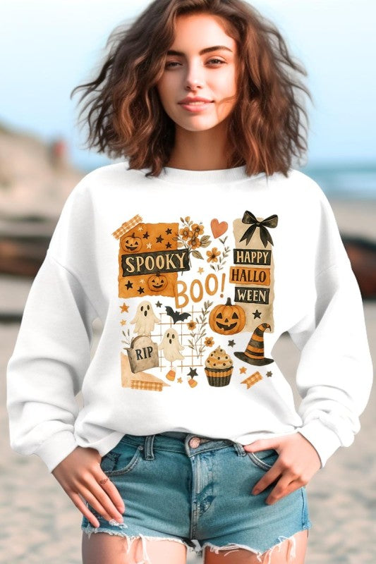 Halloween Collage Graphic Sweatshirt – Charcoal – L