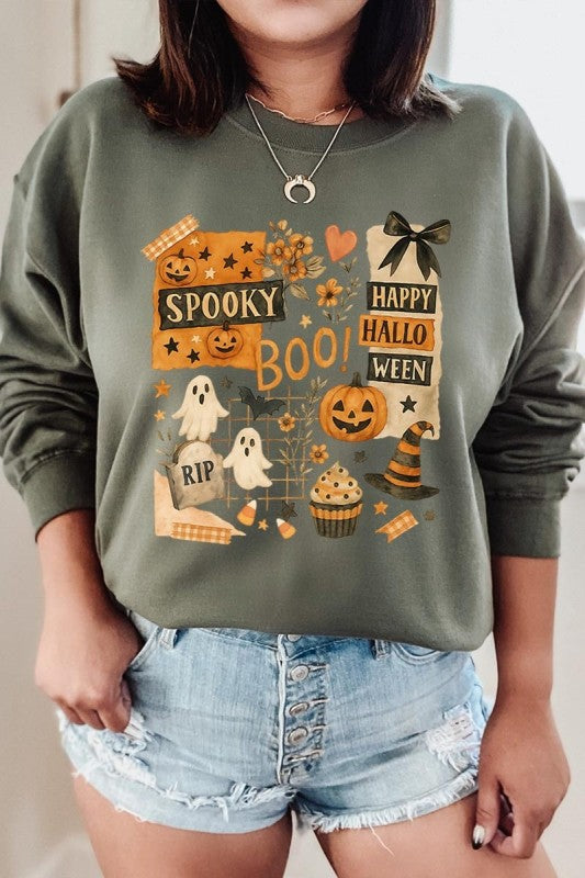 Halloween Collage Graphic Sweatshirt – Black – M