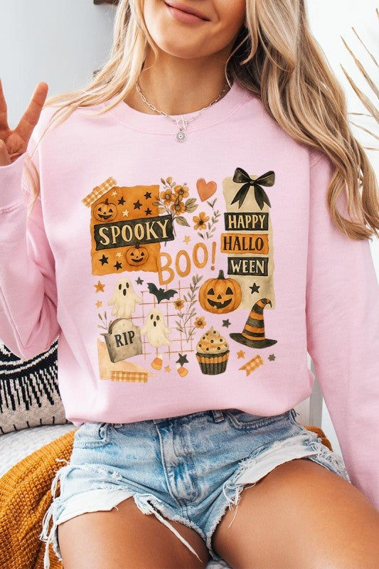 Halloween Collage Graphic Sweatshirt – Charcoal – M
