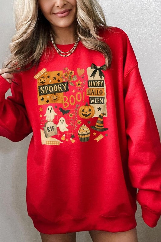 Halloween Collage Graphic Sweatshirt – Black – XL