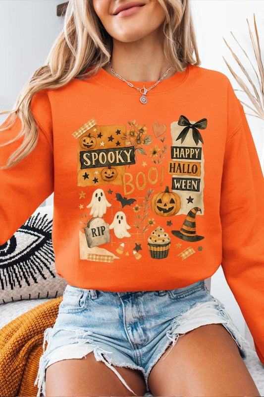 Halloween Collage Graphic Sweatshirt – Black – L