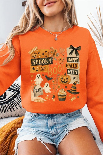 Halloween Collage Graphic Sweatshirt – Black – L