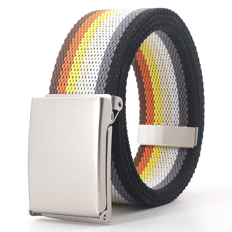 Teen Casual Canvas Belt – Adjustable, Striped Design