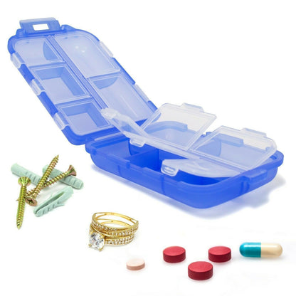 Compact 10-Grid Travel Pill Organizer