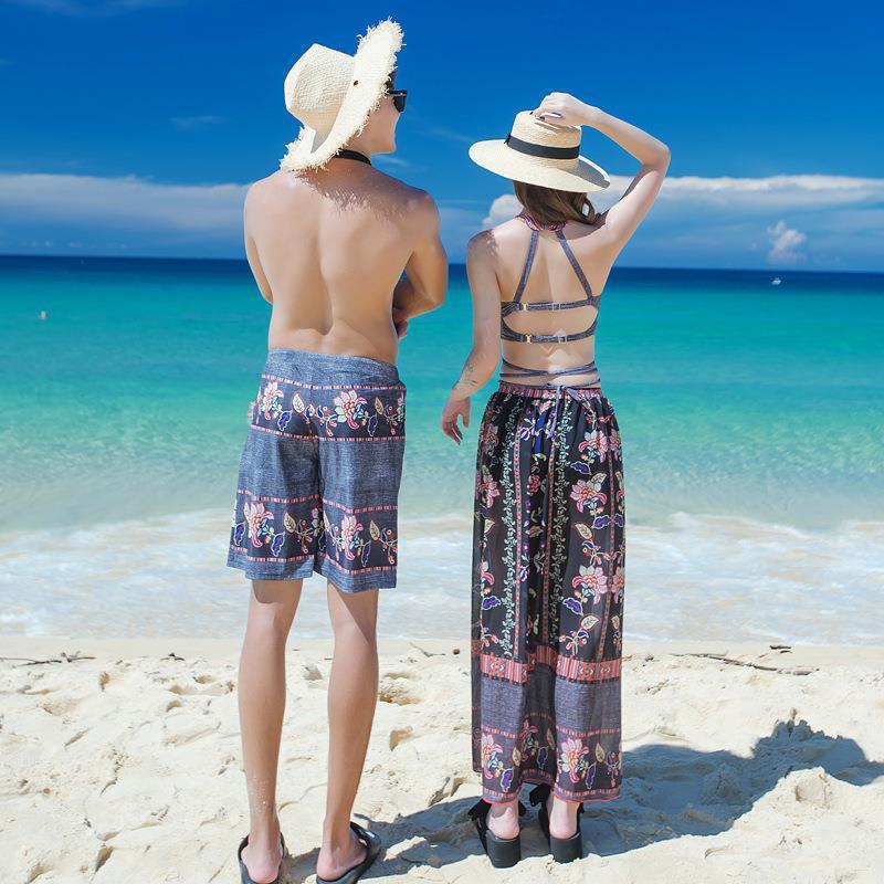 Denim-Look Matching Swim Set – Trunks & Two-Piece (Teens)