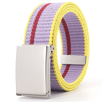 Teen Casual Canvas Belt – Adjustable, Striped Design