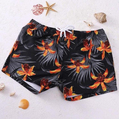 Tropical Print Swim Trunks – Quick-Dry Beach Shorts (S–3XL)