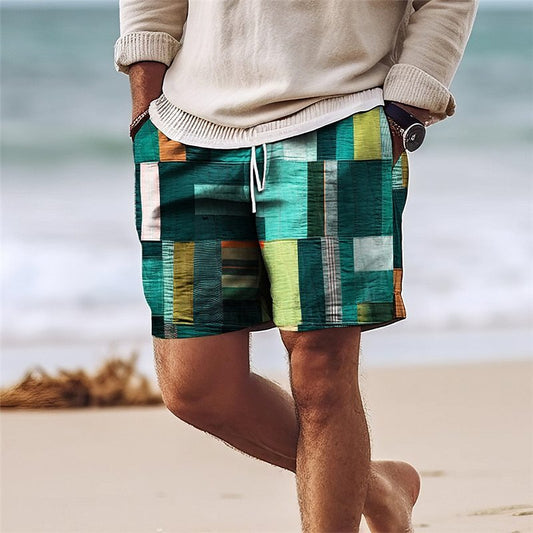 Island Border Drawstring Shorts – Quick-Dry Beach Trunks (S–6XL) - The Dock Drop