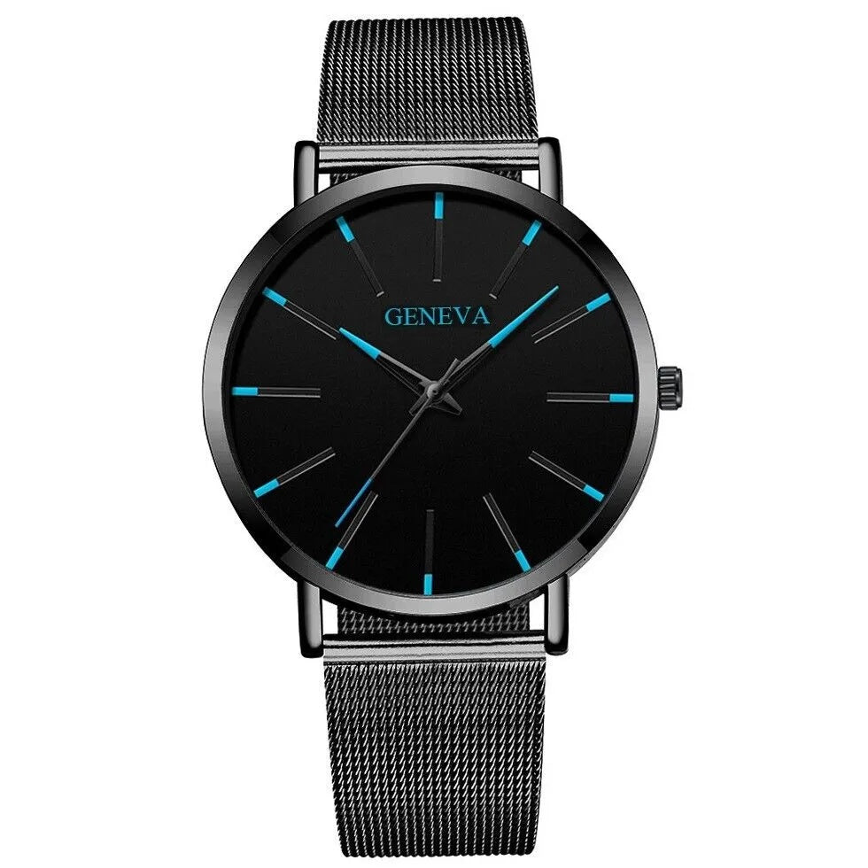 Midnight Current™ Men’s Quartz Watch – Stainless Steel, Waterproof, Luminous