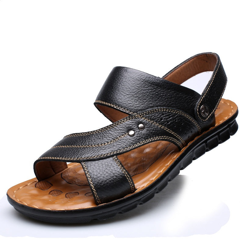 Men’s Leather Strap Sandals – Adjustable, Breathable Summer Comfort - The Dock Drop