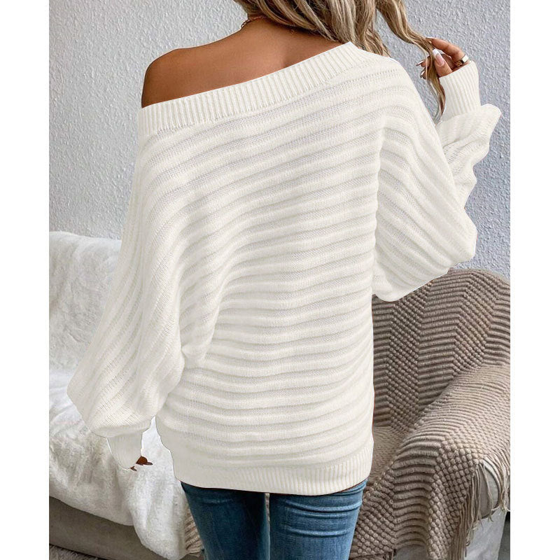 Harbor Breeze Sweater – Off-Shoulder Knit Pullover - The Dock Drop