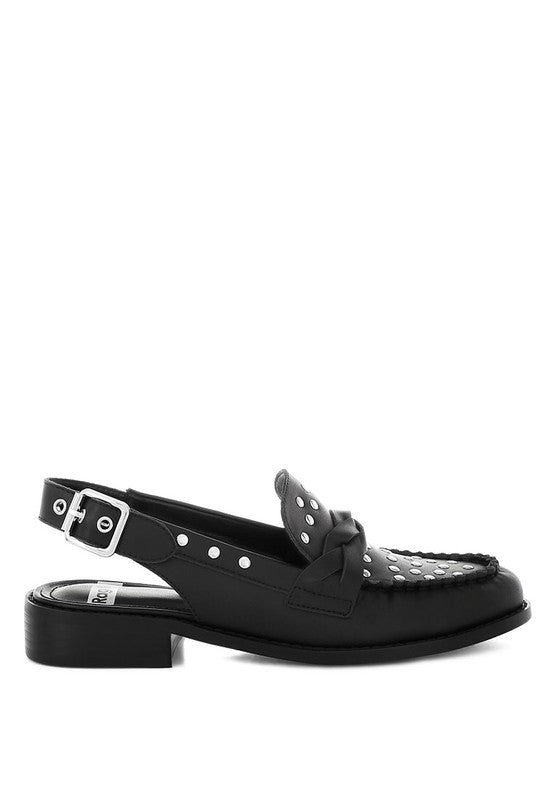 Remykin Braided Penny Strap Loafers – Black – US-5 / UK-3 / EU-36