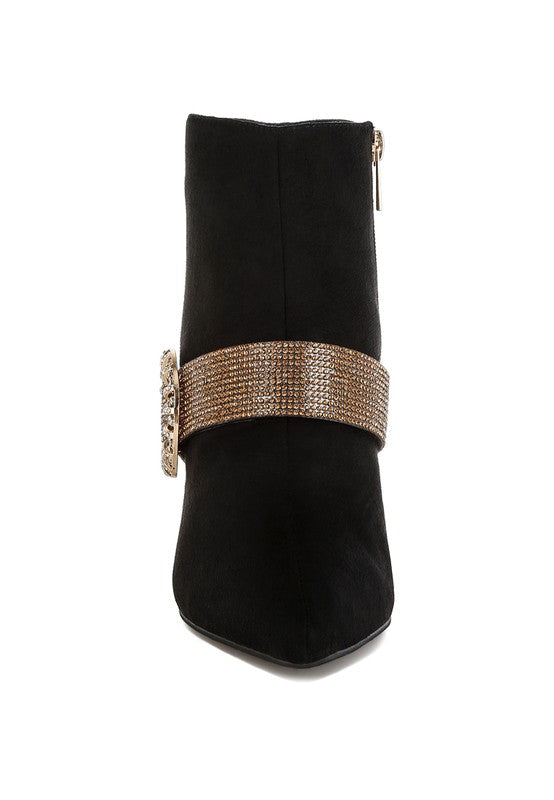 Asagao Diamante & Rhinestones Strap Boots – Beige – US-7 / UK-5 / EU-38