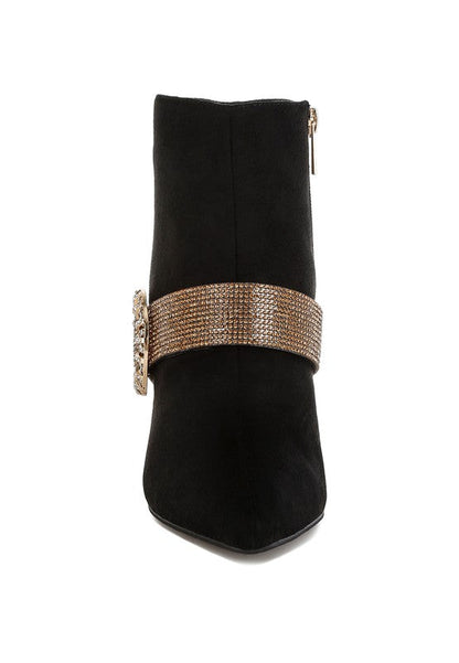 Asagao Diamante & Rhinestones Strap Boots – Beige – US-7 / UK-5 / EU-38