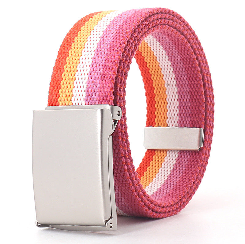 Teen Casual Canvas Belt – Adjustable, Striped Design