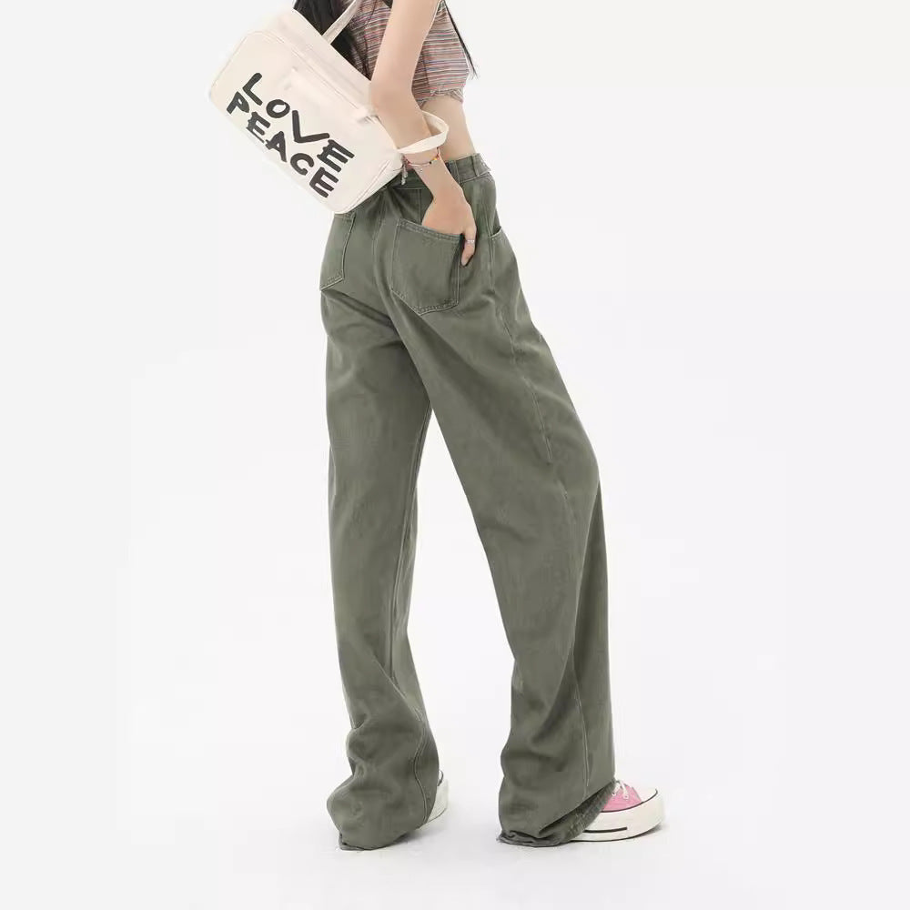 Marina Muse High-Waist Wide-Leg Jeans – Relaxed Slouch Fit (Green)