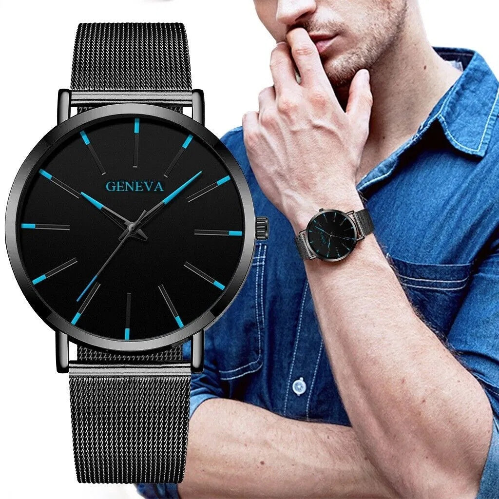 Midnight Current™ Men’s Quartz Watch – Stainless Steel, Waterproof, Luminous