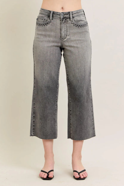 Judy Blue Full Size Wide Leg Capris Jeans Plus Size – Gray – 0/24