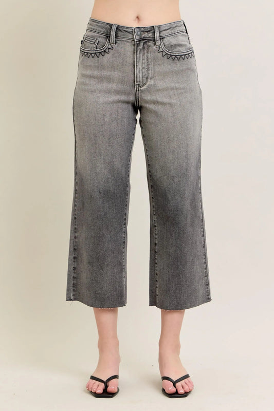 Judy Blue Full Size Wide Leg Capris Jeans Plus Size – Gray – 0/24
