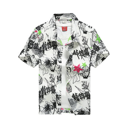 Teens Tropical Wave Hawaiian Button-Up – Resort Short Sleeve (S–4XL) - The Dock Drop