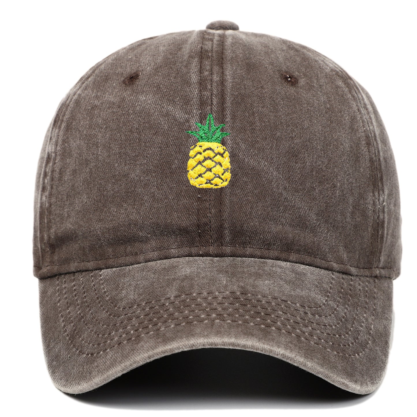 Pineapple Embroidered Dad Cap – Washed Cotton, Adjustable
