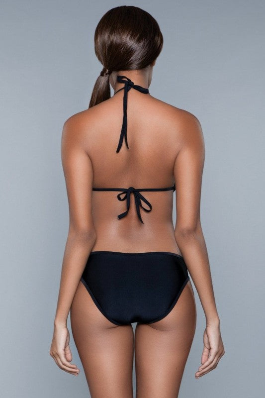 Halter Violet One – Piece Swimsuit – Black – M