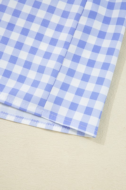 Blue Gingham Plaid Check Maxi Dress – Onecolor – S