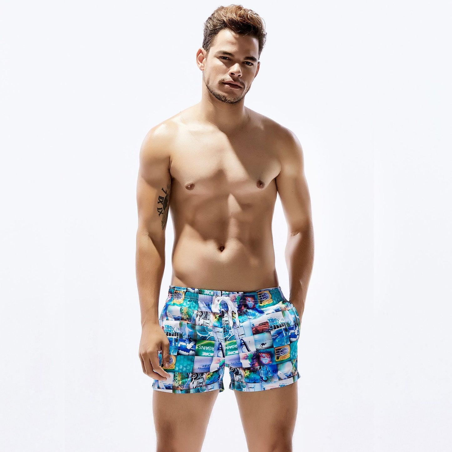 Tropical Print Swim Trunks – Quick-Dry Beach Shorts (S–3XL)