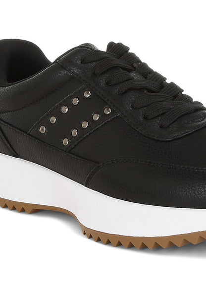 Athion Studded Real Leather Sneakers – White – US-5 / UK-3 / EU-36