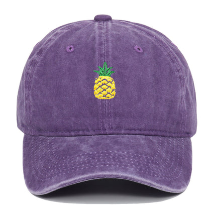 Pineapple Embroidered Dad Cap – Washed Cotton, Adjustable