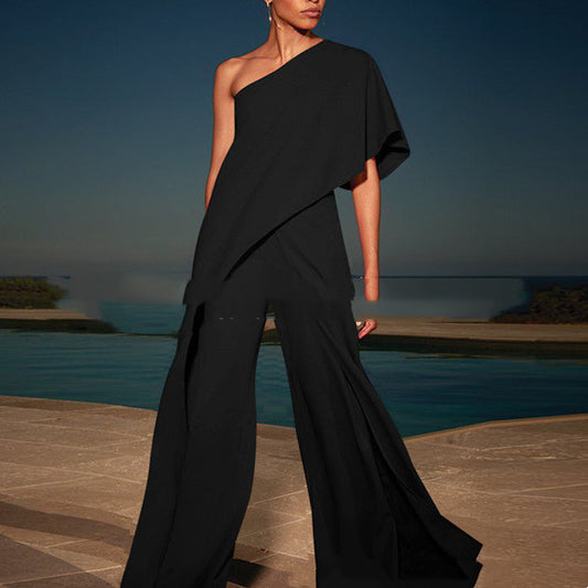 Midnight Tide One-Shoulder Jumpsuit
