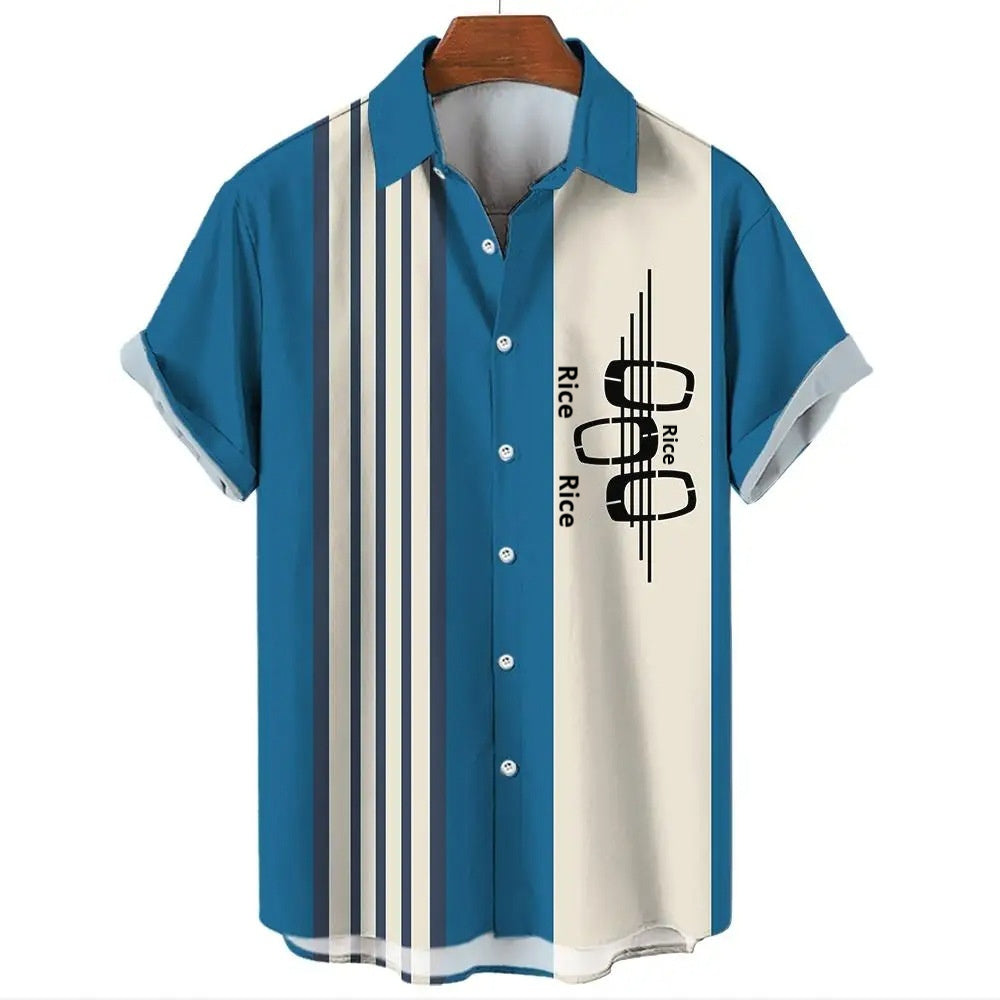 Two-Tone Stripe Resort Button-Up – Short Sleeve (S–2XL) - The Dock Drop