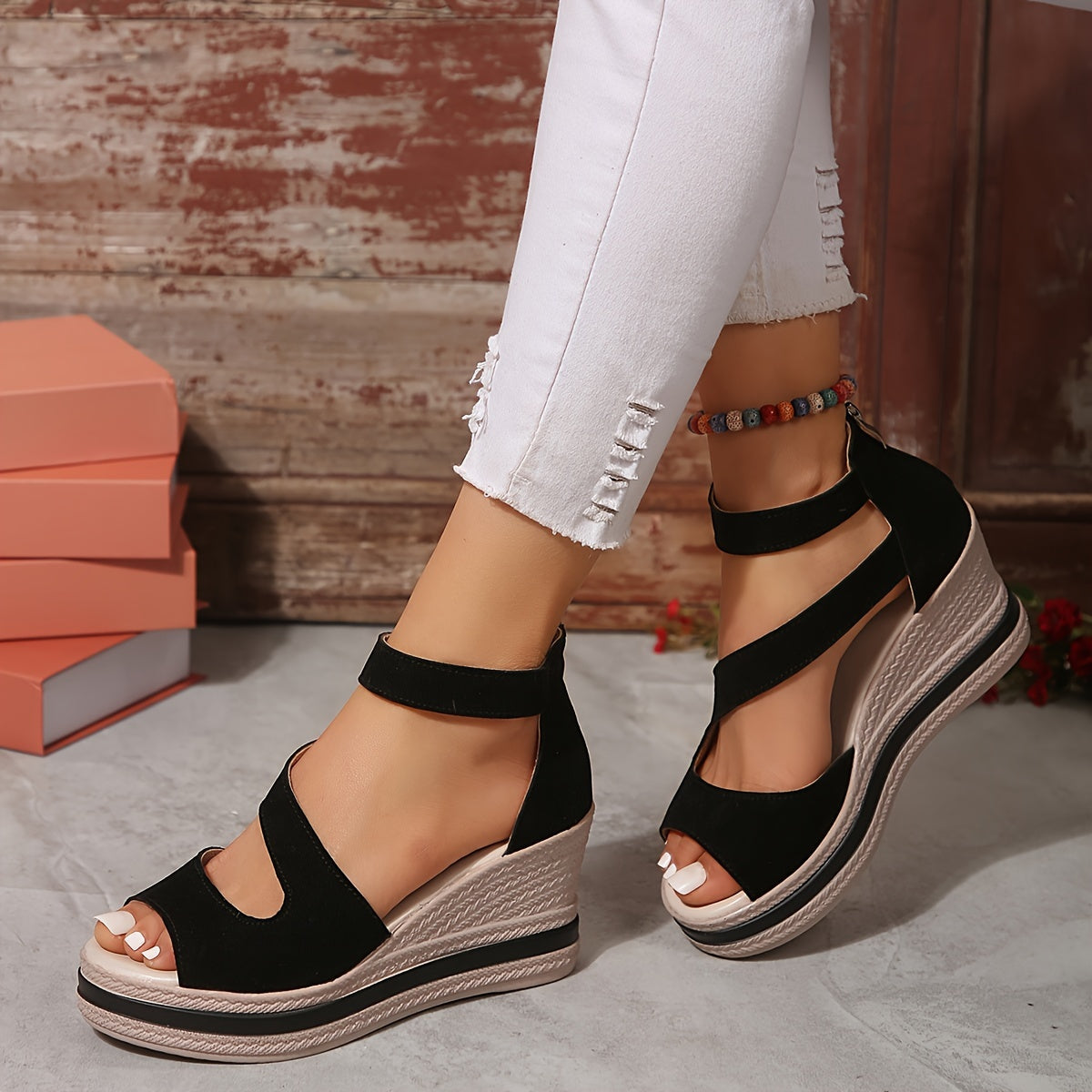 Women’s Wedge Sandals with Zipper