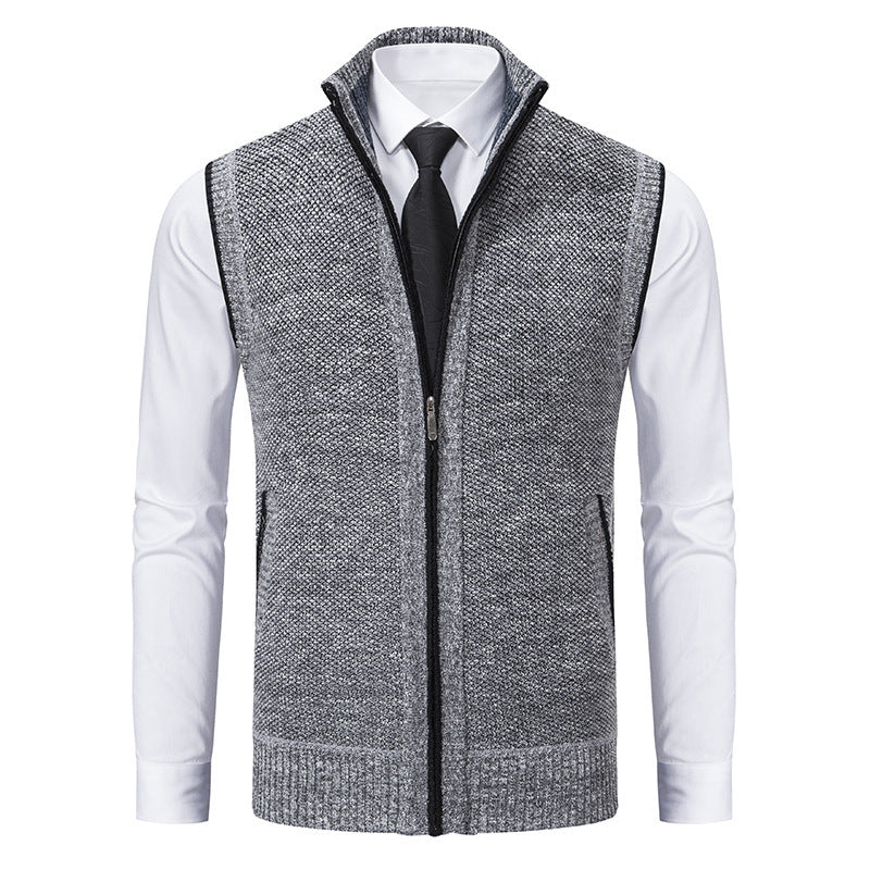HarborLayer Knit Vest – Classic Stand Collar Warmth - The Dock Drop